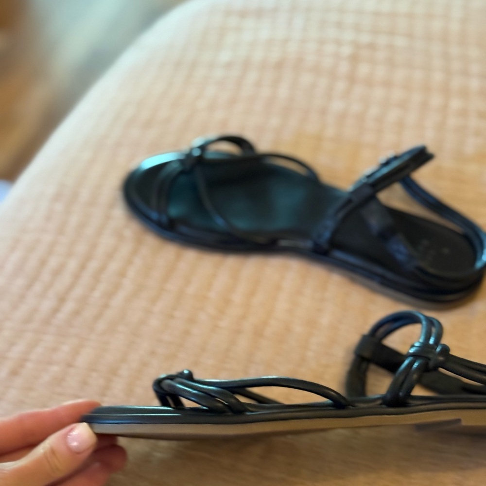a new day Black Strappy Leather-Look Flat Sandals - Picture 3 of 3